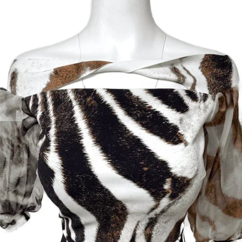 NWT Auc La Petite Robe Di Chiara Boni Saida Animal Print Ruffle Dress 4 $856 - Picture 4 of 14